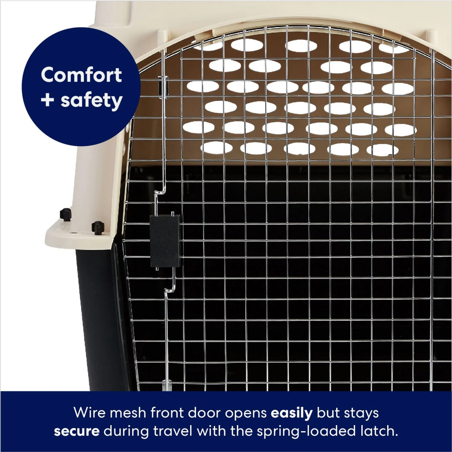 Frisco Plastic Dog & Cat Kennel, Almond & Black 7 Frisco Plastic Dog & Cat Kennel, Almond & Black - Image 5