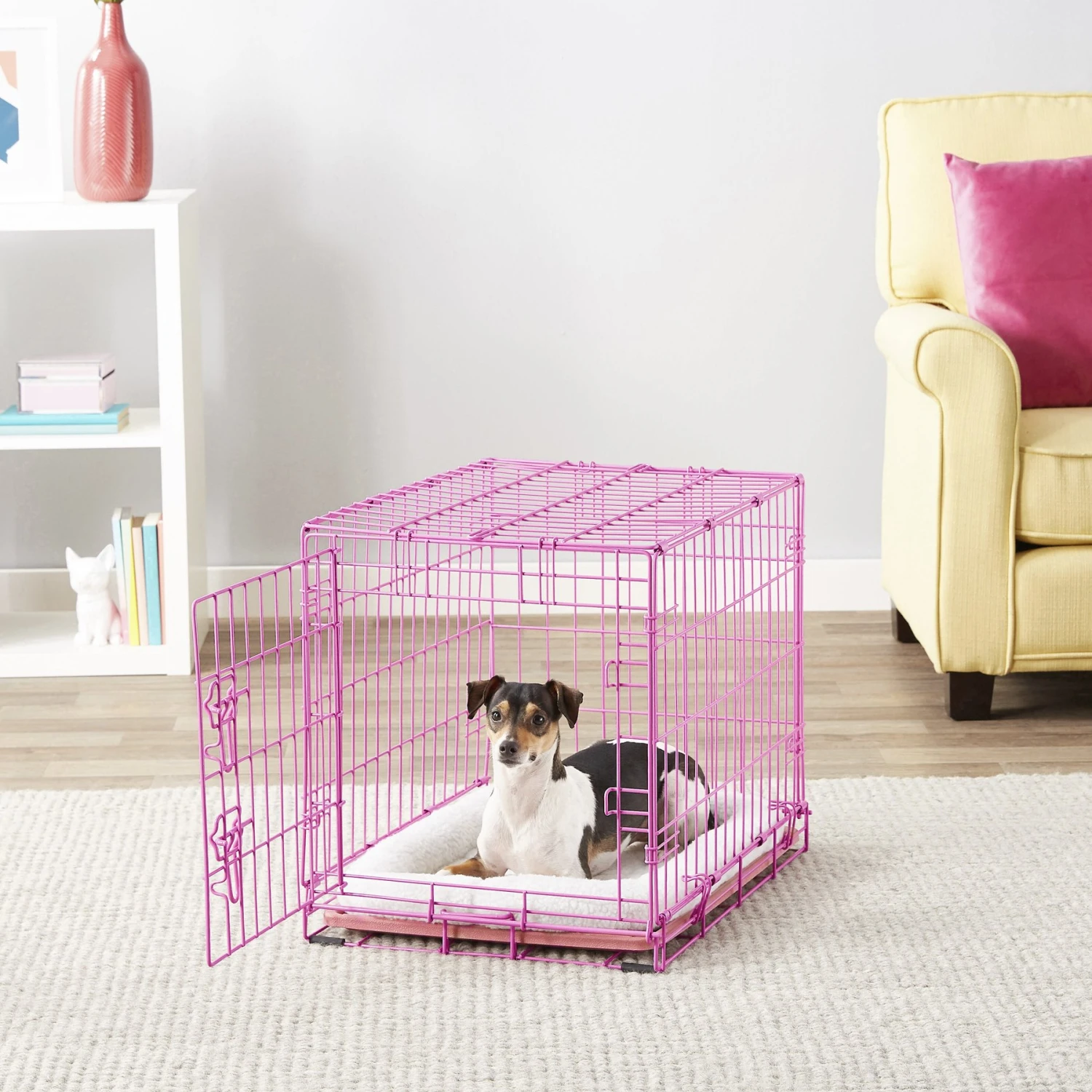 Frisco Fold & Carry Single Door Collapsible Wire Dog Crate, Pink 9 Frisco Fold & Carry Single Door Collapsible Wire Dog Crate, Pink - Image 7