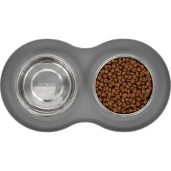 Frisco Double Stainless Steel Pet Bowl With Silicone Mat 14 Frisco Double Stainless Steel Pet Bowl With Silicone Mat -Frisco 215986 PT4. AC SS1800 V1591020068