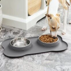 Frisco Silicone Stainless Steel Double Diner Dog & Cat Bowl -Frisco 215990 PT7. AC SS1800 V1605658625