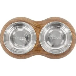 Frisco Double Stainless Steel Bowl, Wood Design 12 Frisco Double Stainless Steel Bowl, Wood Design -Frisco 216068 PT3. AC SS1800 V1591021035