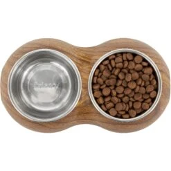 Frisco Double Stainless Steel Bowl, Wood Design 13 Frisco Double Stainless Steel Bowl, Wood Design -Frisco 216068 PT4. AC SS1800 V1591021017