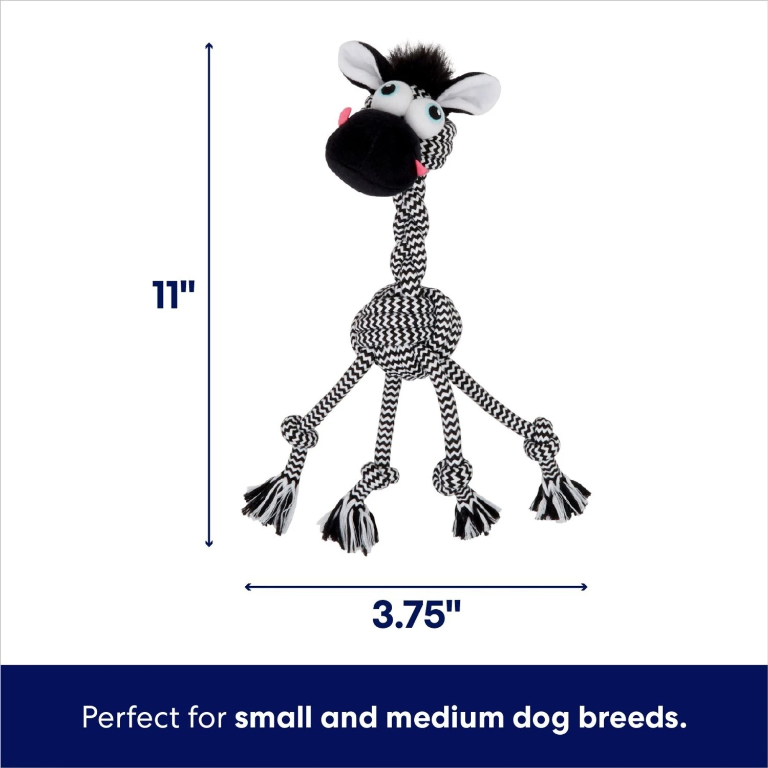 Frisco Zebra Rope Squeaky Dog Toy 4 Frisco Zebra Rope Squeaky Dog Toy - Image 2