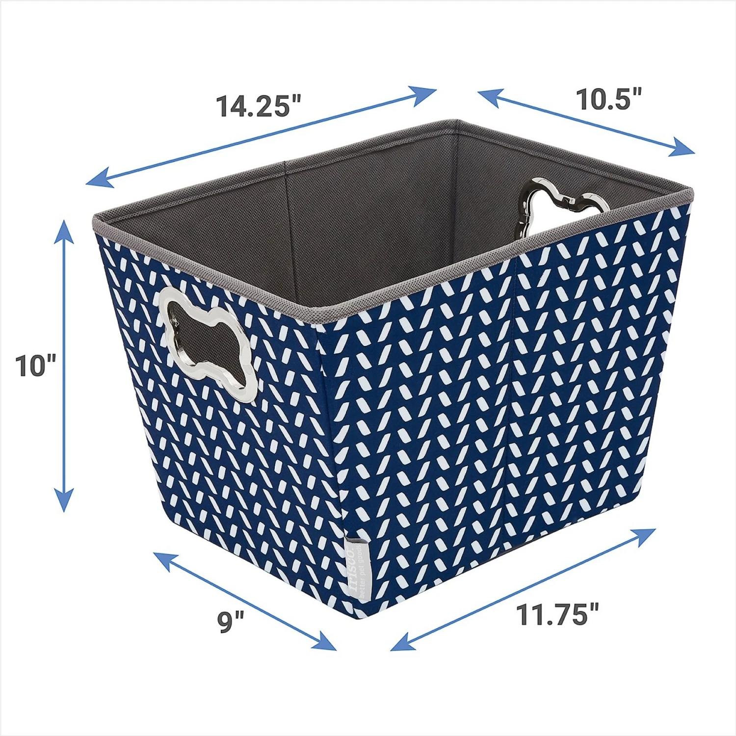 Frisco Rectangle Collapsible Pet Toy Storage Bin, Navy Herringbone 5 Frisco Rectangle Collapsible Pet Toy Storage Bin, Navy Herringbone - Image 3