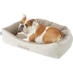 Frisco Rectangular Personalized Bolster Dog Bed W/Removable Cover, Beige, X-Large -Frisco 252615 PT1. AC SS1800 V1604499419