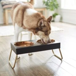 Frisco Copper Stainless Steel Elevated Foldable Double Dog & Cat Bowls -Frisco 253060 PT2. AC SS1800 V1616594243