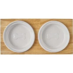 Frisco Ceramic Dog & Cat Double Diner With Elevated Wood Stand 12 Frisco Ceramic Dog & Cat Double Diner With Elevated Wood Stand -Frisco 256052 PT5. AC SS1800 V1615313559