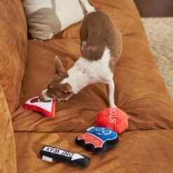 Frisco Road Trip Traffic Signs Plush Squeaky Dog Toy, 4 Count -Frisco 262016 PT3. AC SS1800 V1618598528