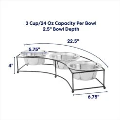 Frisco Multi Pet Feeding 3-Bowls Curved Stainless Steel Dog & Cat Bowl -Frisco 277563 PT1. AC SS1800 V1692728191