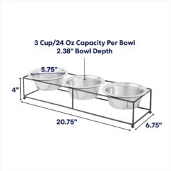 Frisco Multi Pet Feeding 3-Bowls Straight Stainless Steel Dog & Cat Bowl -Frisco 277568 PT1. AC SS1800 V1692728192