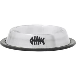 Frisco Fish Print Non-Skid Stainless Steel Dish Cat Bowl