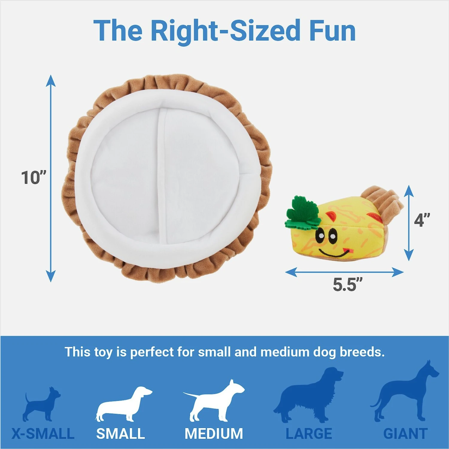 Frisco Brunch Quiche 2-in-1 Plush Squeaky Dog Toy 4 Frisco Brunch Quiche 2-in-1 Plush Squeaky Dog Toy - Image 2