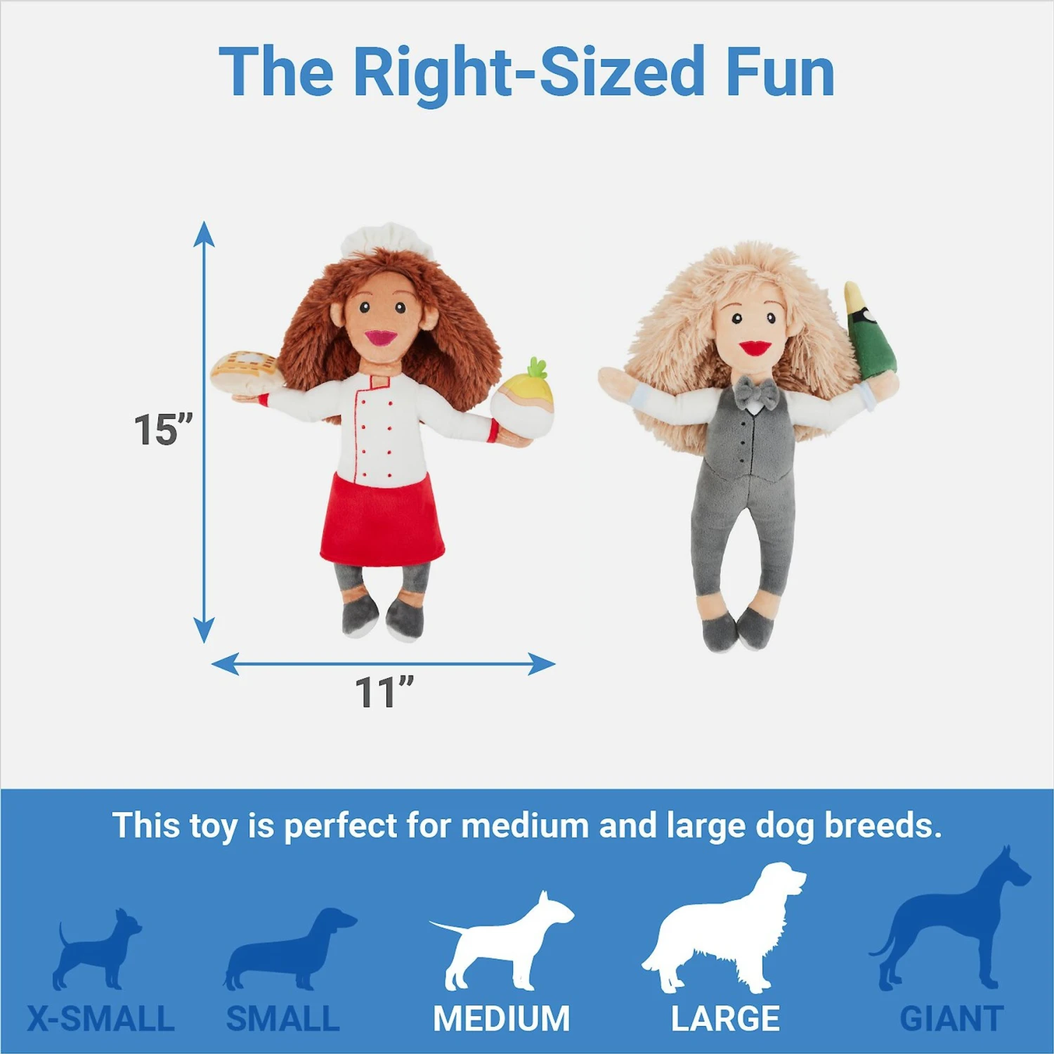 Frisco Brunch Chef & Waitress Plush Squeaky Dog Toy, 2 Count 4 Frisco Brunch Chef & Waitress Plush Squeaky Dog Toy, 2 Count - Image 2