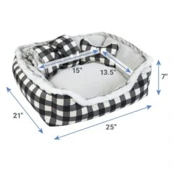 Frisco Buffalo Check Cuddler Pet Bed & Gift Set, Black & White -Frisco 299397 PT1. AC SS1800 V1638979027