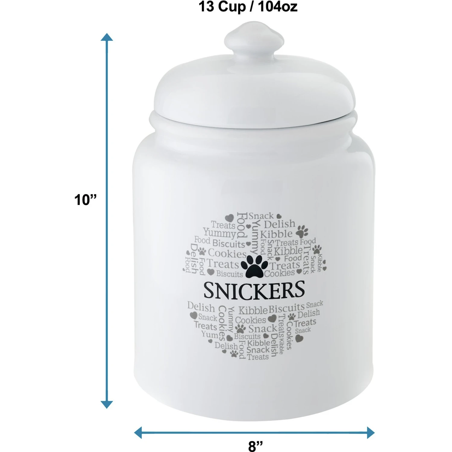 Frisco Ceramic Paw Personalized Treat Jar, 13 Cup, 104oz 4 Frisco Ceramic Paw Personalized Treat Jar, 13 Cup, 104oz - Image 2