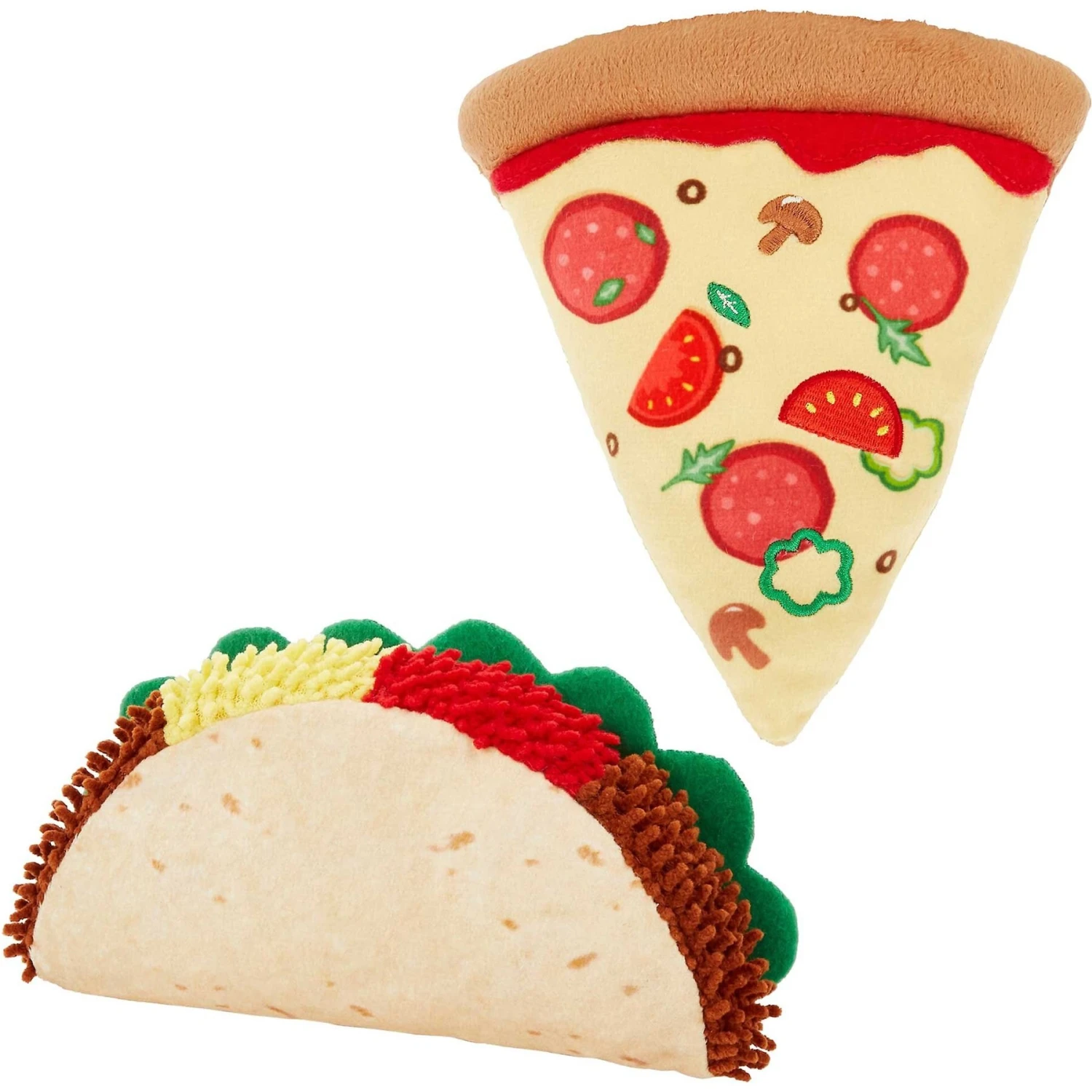 Frisco Pizza Slice Plush Squeaky Dog Toy & Frisco Taco Plush Squeaky Dog Toy 3 Frisco Pizza Slice Plush Squeaky Dog Toy & Frisco Taco Plush Squeaky Dog Toy