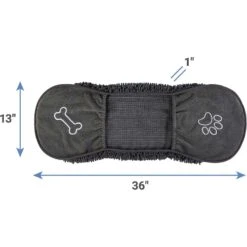 Frisco Microfiber Chenille Shammy Towel & Frisco Microfiber Chenille Paw Print Dog & Cat Mat, Dark Gray -Frisco 303468 PT2. AC SS1800 V1623059252