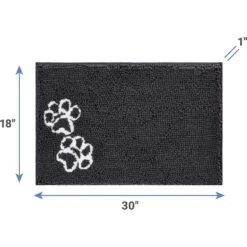 Frisco Microfiber Chenille Shammy Towel & Frisco Microfiber Chenille Paw Print Dog & Cat Mat, Dark Gray -Frisco 303468 PT6. AC SS1800 V1623057453