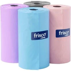 Frisco Dog Poop Bag Solid Assortment In Teal Blue, Violet, Gray, & Coral