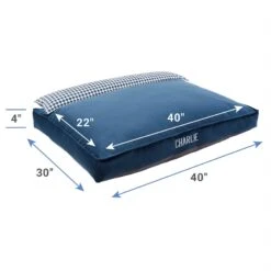 Frisco Personalized Navy Bolstered Bed With Navy Check Bolster, X-Large -Frisco 311768 PT1. AC SS1800 V1630682297
