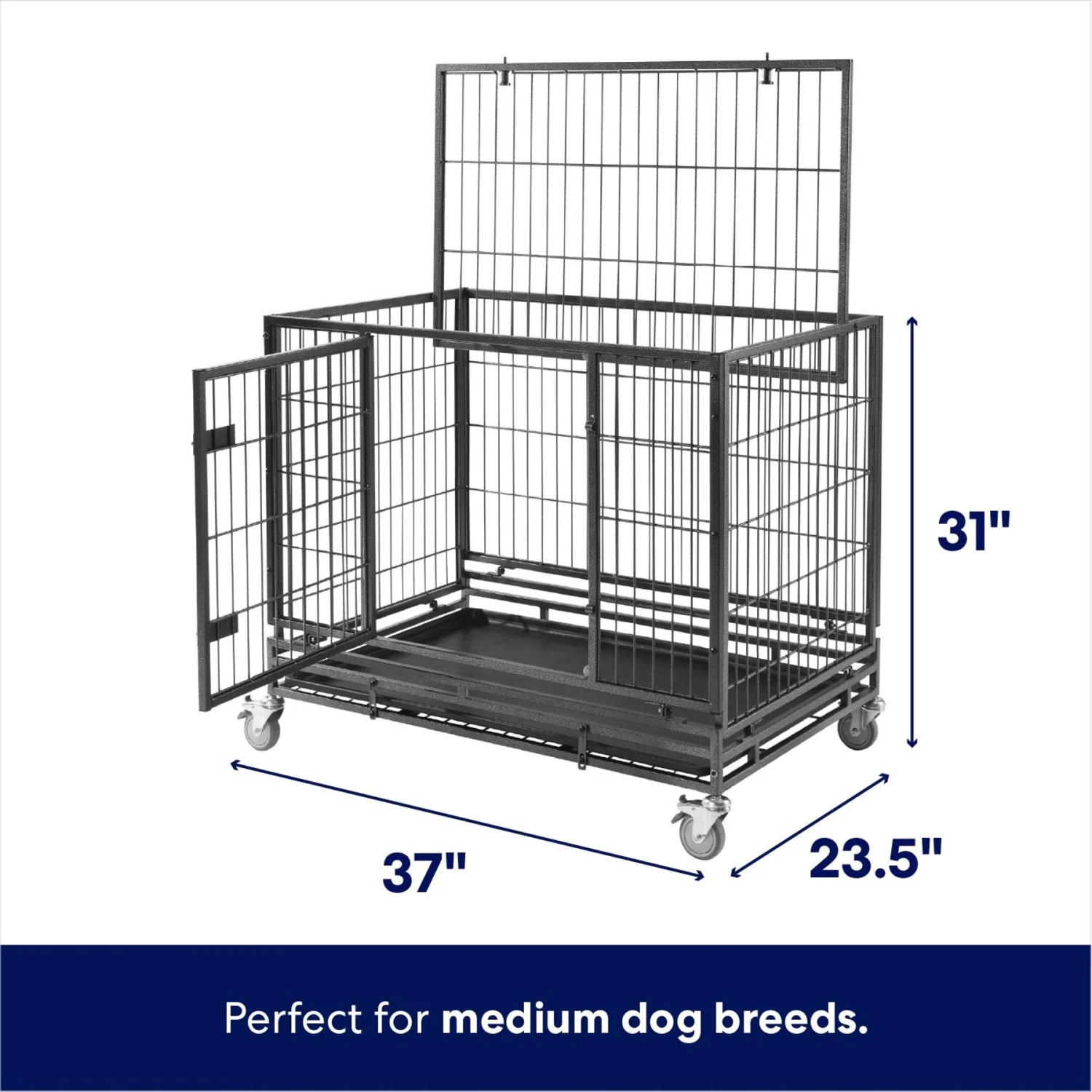 Frisco Ultimate Lightweight Heavy Duty Foldable & Stackable Steel Metal Single Door Dog Crate 4 Frisco Ultimate Lightweight Heavy Duty Foldable & Stackable Steel Metal Single Door Dog Crate - Image 2