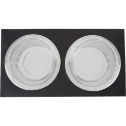 Frisco Premium Wood Elevated Stainless Steel Double Diner Dog & Cat Bowl, Black, 3 Cup -Frisco 331509 PT4. AC SS1800 V1657656894