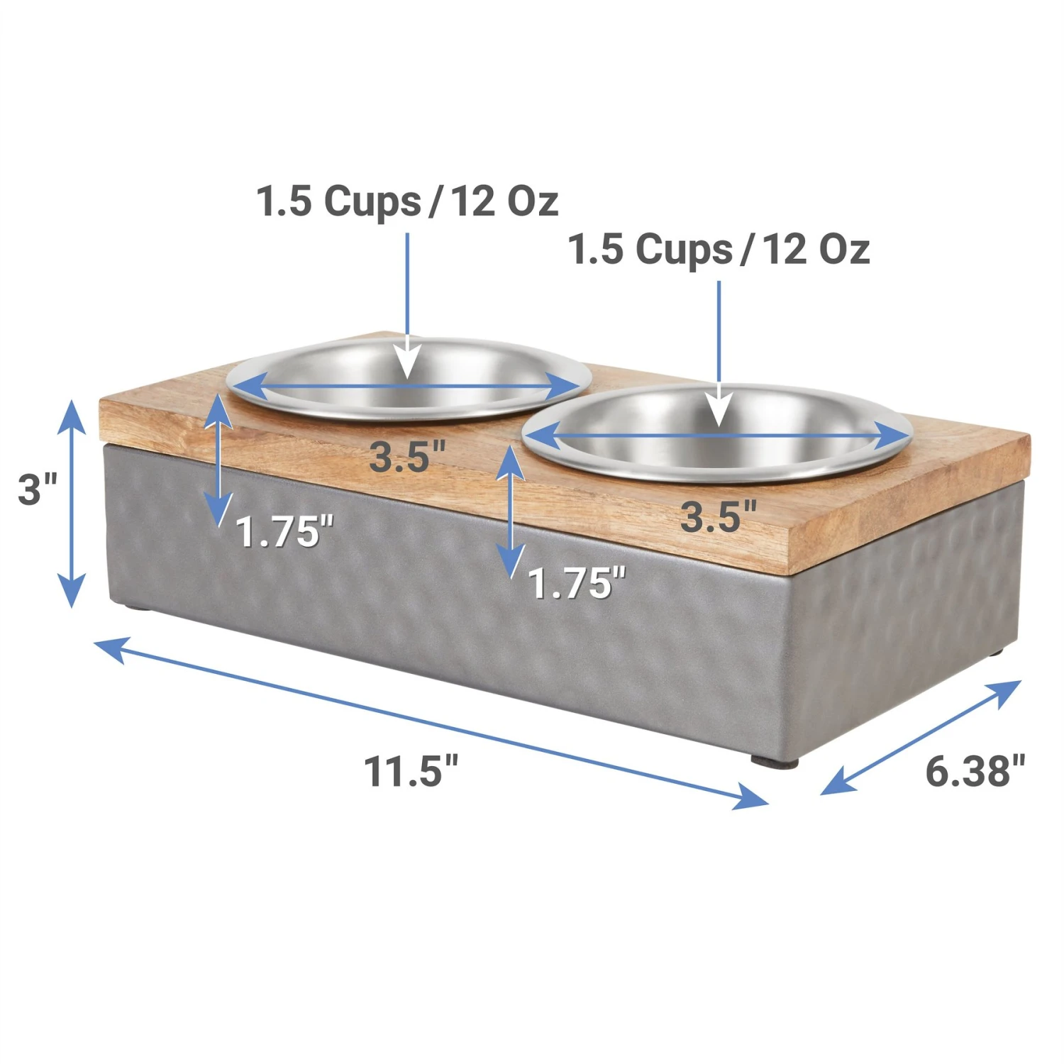 Frisco Premium Stainless Steel Double Diner Dog & Cat Bowl, Black 4 Frisco Premium Stainless Steel Double Diner Dog & Cat Bowl, Black - Image 2