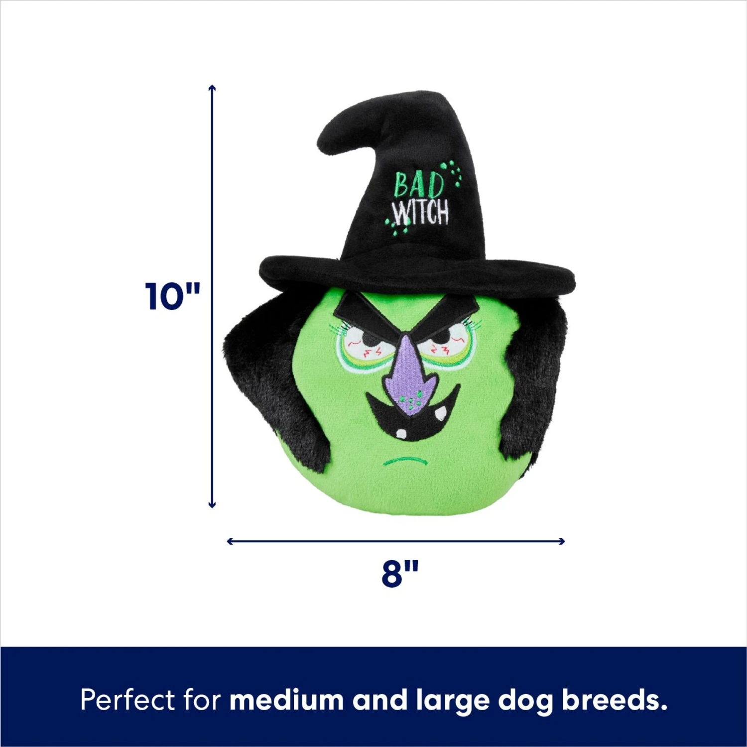 Frisco Halloween Bad Witch Round Plush Squeaky Dog Toy 4 Frisco Halloween Bad Witch Round Plush Squeaky Dog Toy - Image 2
