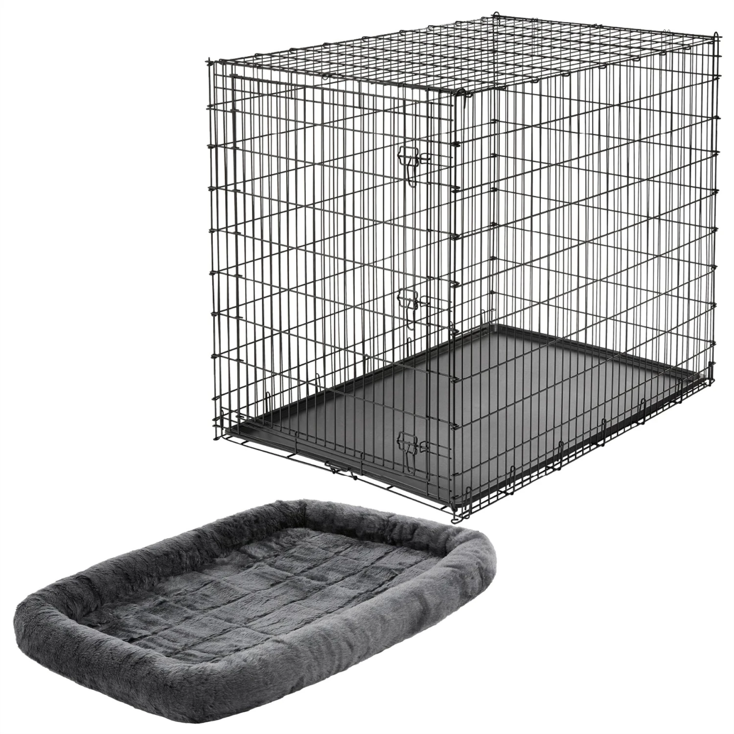 Frisco Heavy Duty Single Door Wire Dog Crate & MidWest Quiet Time Fleece Dog Crate Mat 3 Frisco Heavy Duty Single Door Wire Dog Crate & MidWest Quiet Time Fleece Dog Crate Mat