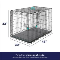 Frisco Heavy Duty Enhanced Lock Double Door Fold & Carry Wire Dog Crate & Mat Kit & MidWest Quiet Time Fleece Dog Crate Mat -Frisco 947398 PT2. AC SS1800 V1693602742