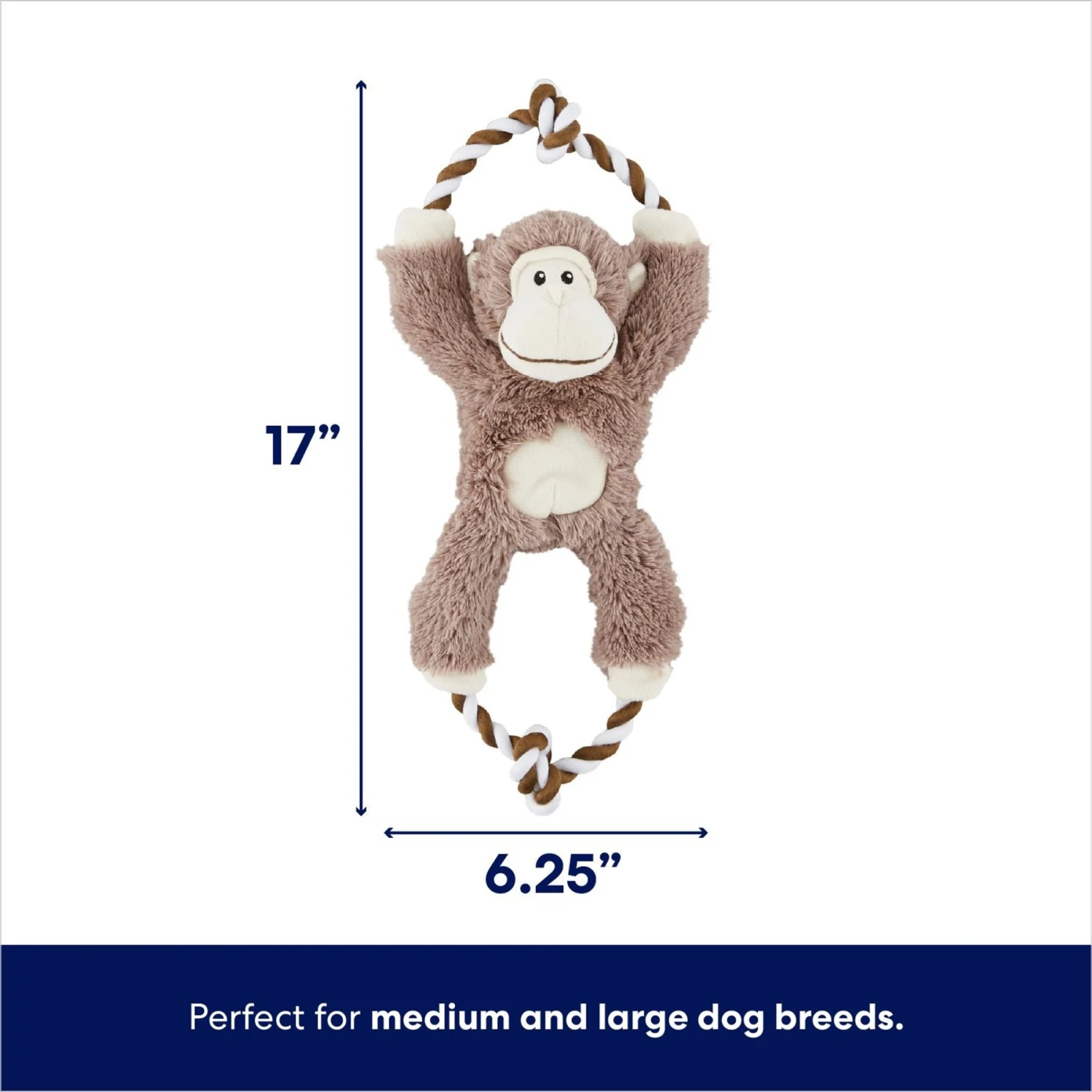 Frisco Monkey Plush With Rope Squeaky Dog Toy & Frisco Cow Plush With Inside Rope Squeaky Dog Toy 5 Frisco Monkey Plush With Rope Squeaky Dog Toy & Frisco Cow Plush With Inside Rope Squeaky Dog Toy - Image 3