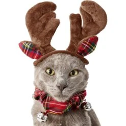 Frisco Jingle Bells Dog & Cat Holiday Collar With Bells, 1 Count & Frisco Holiday Antler Headband & Bell Collar Dog & Cat Costume -Frisco 986294 PT6. AC SS1800 V1698257736